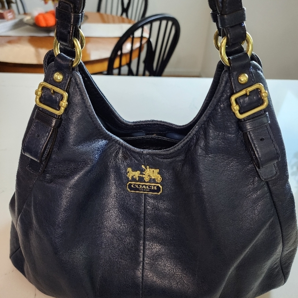 Coach Navy Blue Leather Madison Bag